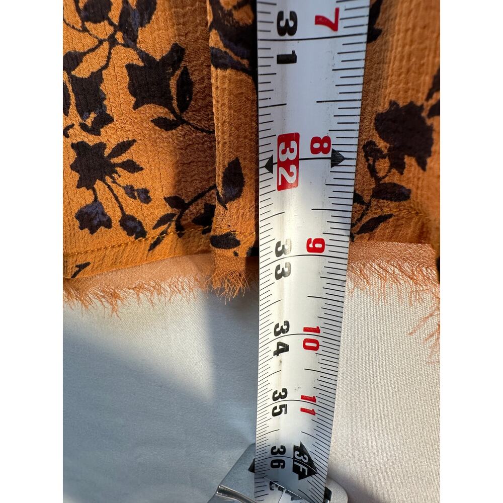 Kimchi Blue Orange Fall Floral Mini Dress L Tie Back Long Sleeve Fall Boho Style - Picture 6 of 11